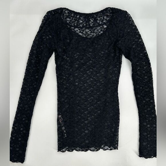 Intimately Free People Black Lace Long Sleeve Gilmore Y2K XS - Picture 3 of 6